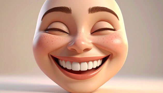 A cartoon face, smiling broadly