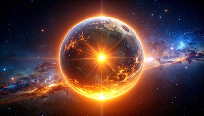 Fototapeta premium Radiant Earth Global Energy Cosmic Glow Planetary Power.