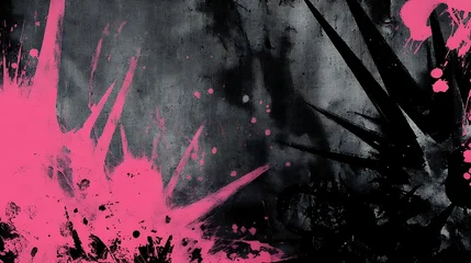 Minimalist punk rock background with black base and spiky design © Katerina