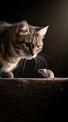 A cat and mouse face off