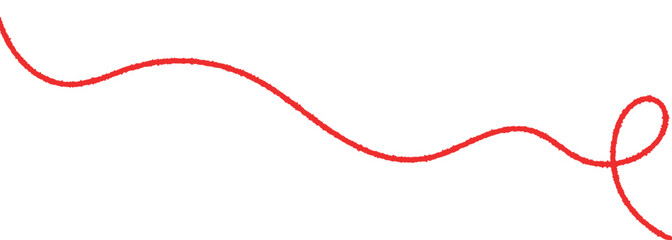 Red thread isolates on a white background. Red silk thread looped in a circle form, symbolizing vector thread of fate in tradition. .Line of red yarn, long red thread
