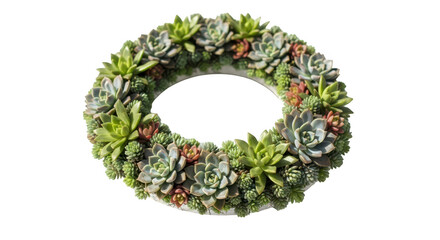 Succulent wreath isolated on transparent background for decoration