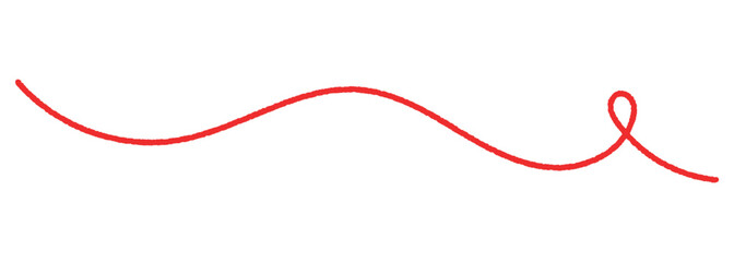 Red thread isolates on a white background. Red silk thread looped in a circle form, symbolizing vector thread of fate in tradition. .Line of red yarn, long red thread