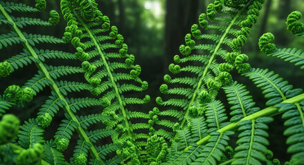 Natural fractal patterns in fern unfolding, recursive self-similarity, mathematical beauty in nature, green vegetation, computational art meets organic forms, 4K detailed render