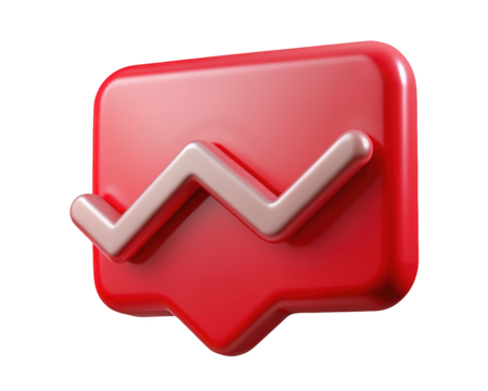 Red speech bubble with white check mark confirmation symbol for approved communication notification validation 3d illustration isolated on transparent background