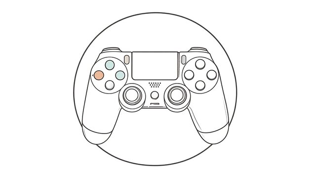 Simple line art of a game controller inside a circle