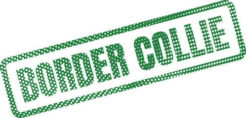 Border Collie text features green polka dots against a white background with transparency