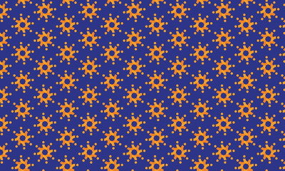 Sun kaleidoscope geometric repeating pattern on dark blue background. Abstract vector seamless ornament for textile, fabric, interior, ceramic, wallpaper, paper decoration