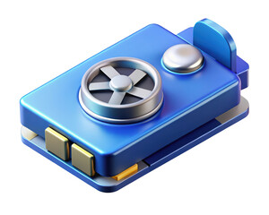 Fototapeta premium Stylized blue safe vault 3d model secure storage financial security banking and protection symbol 3d illustration isolated on transparent background