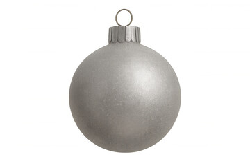 Silver christmas bauble ornament with a glittery texture, ready for festive decorations, on a transparent background