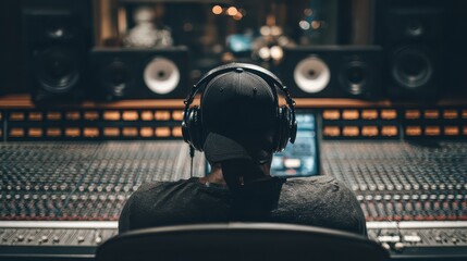 male sound producer working in recording studio no logos no brands ar 169