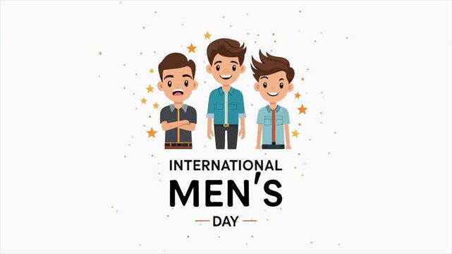 Mens international day young friends, art video illustration.