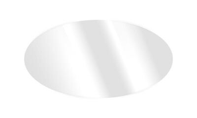Realistic transparent shiny glossy clear glass plate panel oval round circle leans shape light glare reflective surface effect overlay pane on PNG isolated background smooth