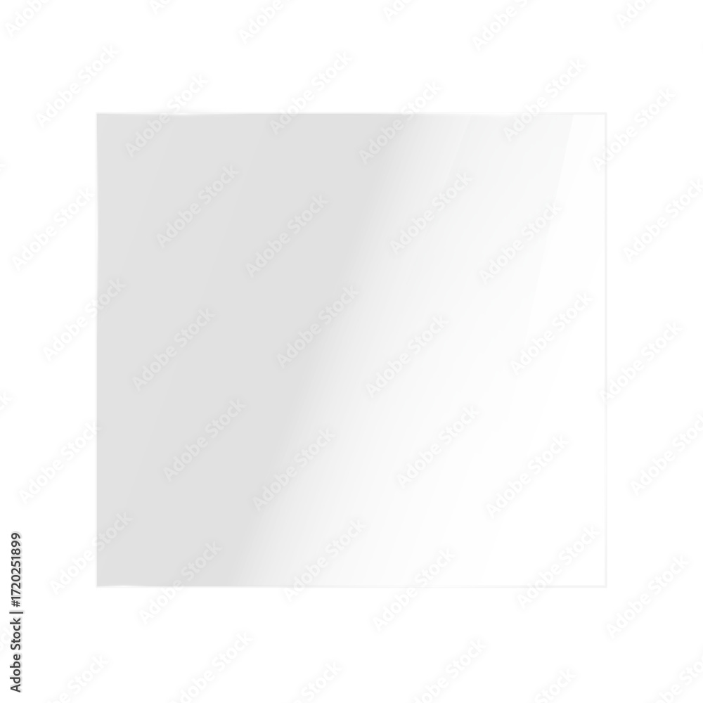 Poster realistic transparent shiny glossy clear glass plate panel square shape light glare reflective surfa