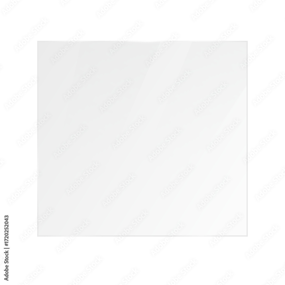 Poster realistic transparent shiny glossy clear glass plate panel square shape light glare reflective surfa