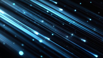 The image shows sleek blue light streaks against a dark background, illustrating modern technological progress, futuristic design principles, and digital innovation. A compelling visual concept