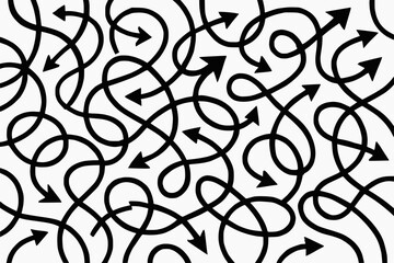 Chaotic Abstract Black Arrow Pattern on White Background for Editorial and Conceptual Design
