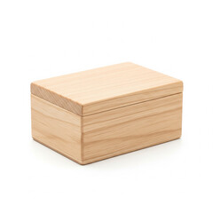 A simple wooden jewelry box isolated on white