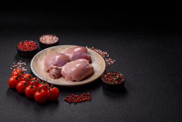 Raw chicken thigh fillet, poultry meat as a source of protein. Chicken thigh fillet