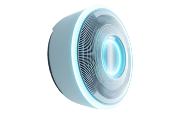 Innovative intelligent air quality monitor offering futuristic design and real time purification features isolated on transparent background PNG