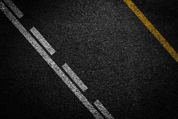 Surface grunge rough of asphalt, Seamless tarmac dark grey with yellow line on the road and small...