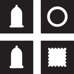 Condom black vector icons, condom icon set, condom silhouette, condom outline, modern condom minimal design, professional condom editable black vector symbols for health safety awareness branding