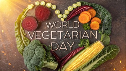 Vegetable heart collage rendered at celebrates world vegetarian day beautifully.