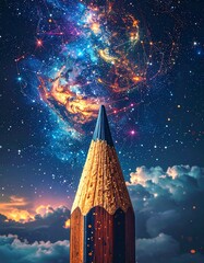 A pencil tip reaching for the cosmos