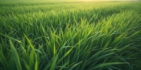 Fototapeta premium landscape with green field and blue sky