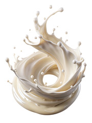 White Liquid Splash Forming a Swirl on Background creamy isolated on a transparent background