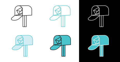Mailbox with mail icon for email and messaging in line and fill style