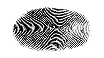 A black and white image of a fingerprint with a circular shape