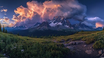 Obraz premium Clouds, lightning, panoramas 