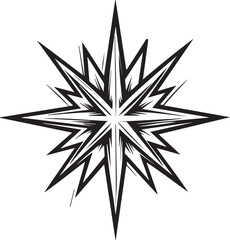Navigational Starburst: A bold, graphic representation of a compass rose, a symbol of direction, adventure and guidance, in a sleek black and white design. 