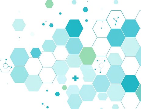 Abstract hexagonal pattern of light teal and mint green shapes - Powered by Adobe