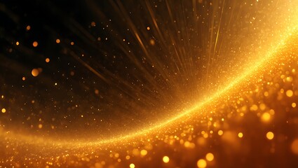 Abstract cosmic explosion of golden light and particles against a dark background representing energy creation and the vastness of space