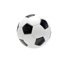 Obraz premium 3D soccer ball floating on white background, realistic leather texture.