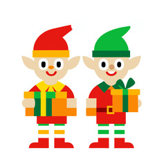 elves holding presents vector art