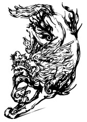 Qilin – Mythical Creature in Japanese Ink Painting