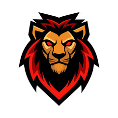 fierce lion mascot logo icon in cyberpunk theme vector art