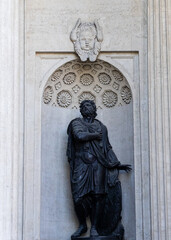 Fototapeta premium statue of Alexander Nevsky in the arch of the Kazan Cathedral facade, Saint Petersburg, Russia, 20th of July, 2025