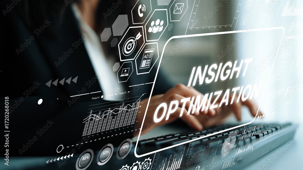 Aufkleber business professional engaging with digital insights and data optimization for strategic growth and 