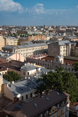 panorama on Saint Petersburg roofs of old historical houses, Russia, urban cityscape background