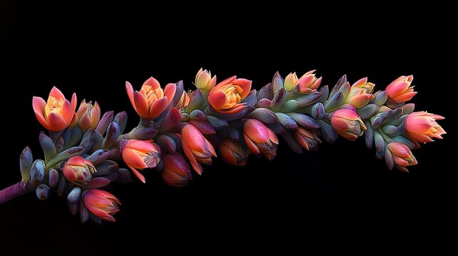 Fenestraria, succulent plant, dark background 