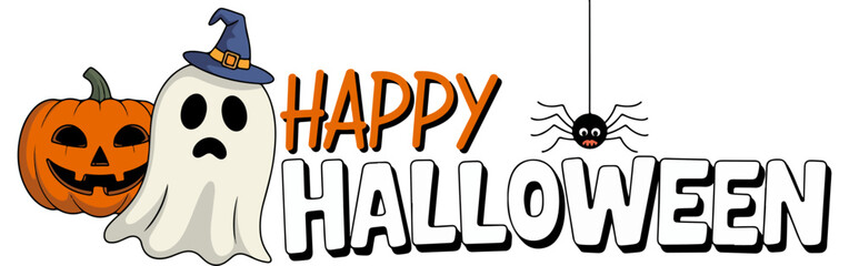 happy halloween text logo design