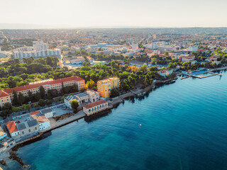 Obraz premium Zadar historic peninsula roman architecture city. Dalmatia region of Croatia coast beach