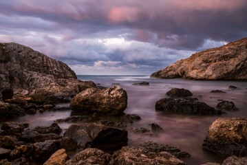 Long Exposure view of Sile beach in Istanbul during Winter