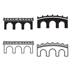 Naklejka premium Bridge Arches Silhouette and Outline Vector Icon