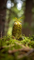 A pickle creature in a mossy forest setting