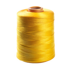 Yellow Thread Spool with Brown Plastic Core on Background sewing craft isolated on a transparent background